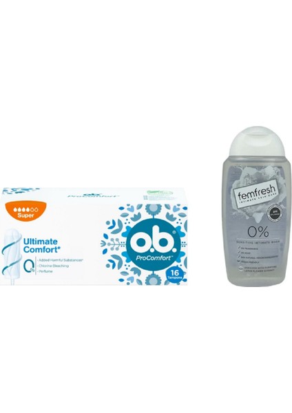 Hassas Dış Genital Bölge Yıkama Jeli + O.B. Tampon Super 16'lı