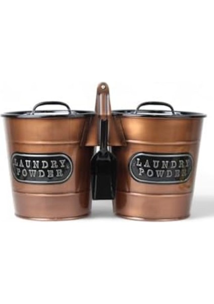 2'li Büyük Galvaniz Bakır Kaplama Metal Deterjan Saklama Kabı fiyatları