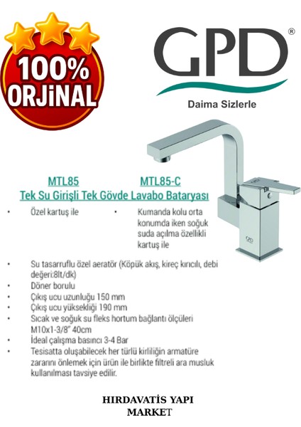 Ritmo MTL85 Tek Gövde Lavabo Bataryası fırsatları