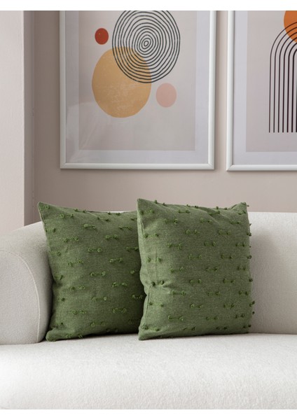 Çizgi Desenli Punch Işlemeli Keten Kırlent Kılıfı 43X43CM, Dekoratif Kırlent Kılıfı fırsatları