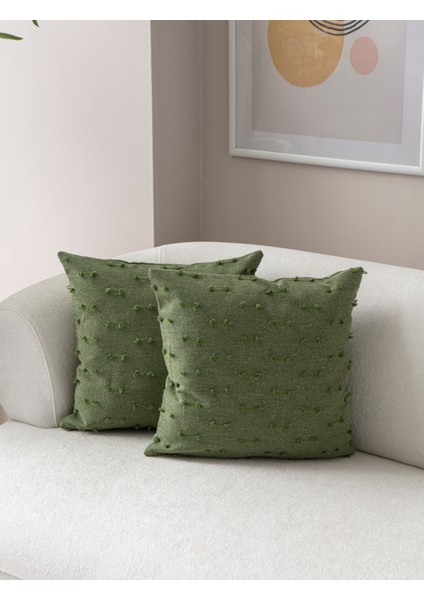 Çizgi Desenli Punch Işlemeli Keten Kırlent Kılıfı 43X43CM, Dekoratif Kırlent Kılıfı indirimleri