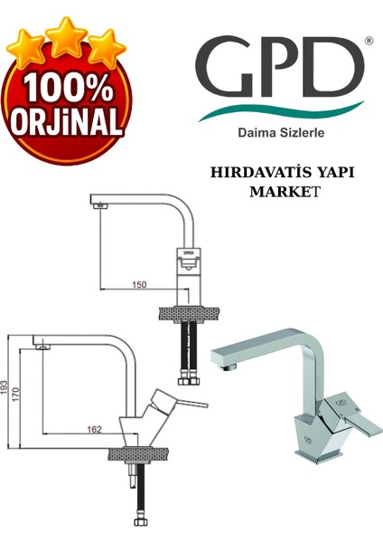 Tulio MTL135 Tek Gövde Lavabo Bataryası modelleri