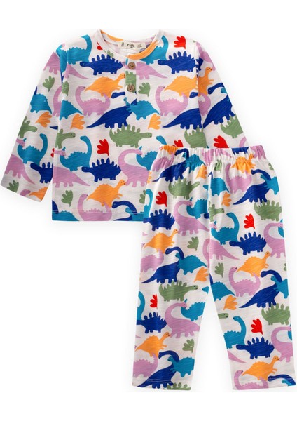 Desenli Pijama Takım 1-7 Yaş Dinazor Desen