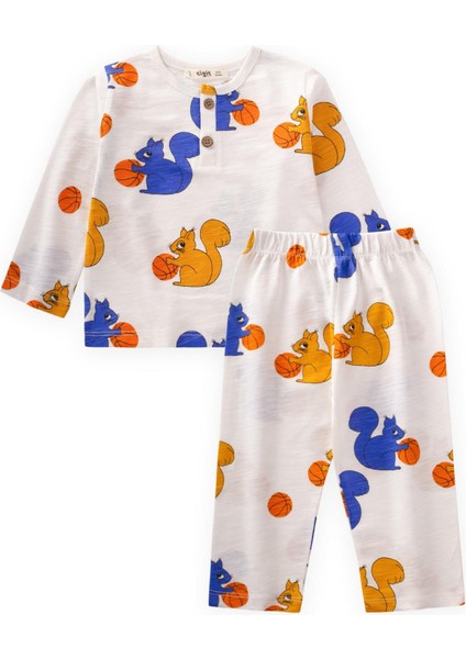 Desenli Pijama Takım 1-7 Yaş Sincap Desen