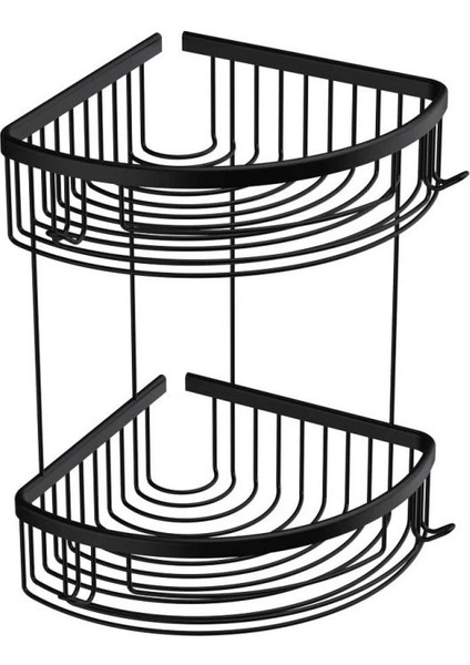 Deppot Oval Lüks Şampuanlık 20X20 - 2 Kat - Mat Siyah