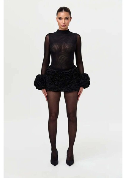 Şık Chiffon Skort: Kadınlar Için Rose Petal Mini Etek ve Şort Kombini