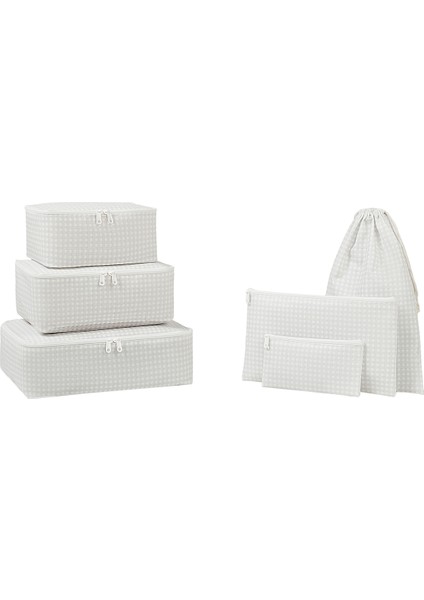6'lı Gri Pötikare Valiz Düzenleyici Bavul İçi Organizer Set, Seyahat Hurcu