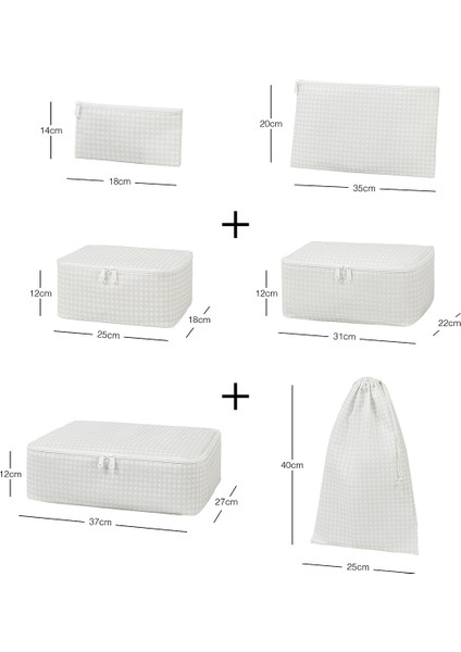 6'lı Gri Pötikare Valiz Düzenleyici Bavul İçi Organizer Set, Seyahat Hurcu