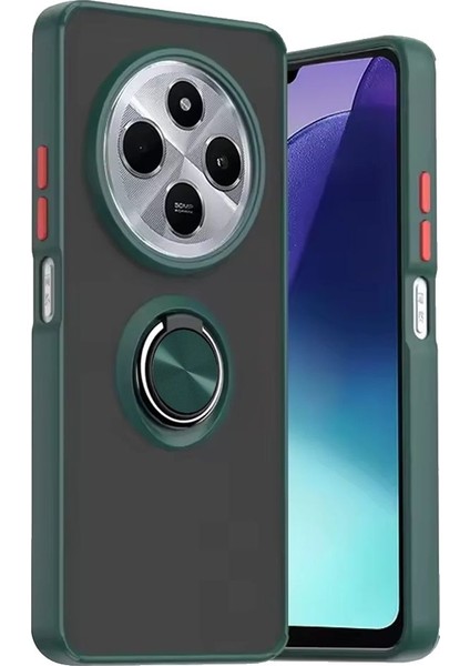 Xiaomi Redmi 14C 4g Uyumlu Kılıf Montreal Yüzüklü Mıknatıslı Kamera Korumalı Silikon Koyu Yeşil