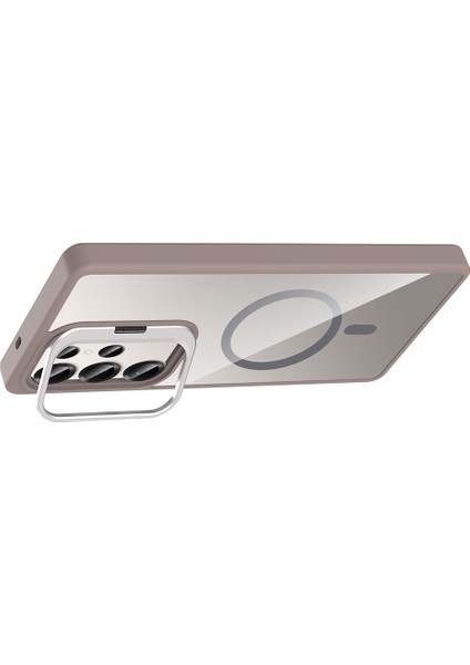 Samsung Galaxy S25 Ultra Uyumlu Kılıf Standlı M-Safe Özellikli Etro Kapak + Lens Koruma Gri fiyatları