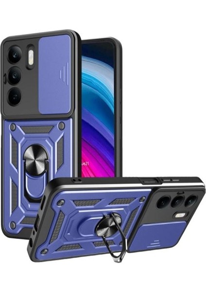 Realme C75 Uyumlu Kılıf Pars Sürgülü Kamera Korumalı Yüzüklü Sert Silikon Lacivert