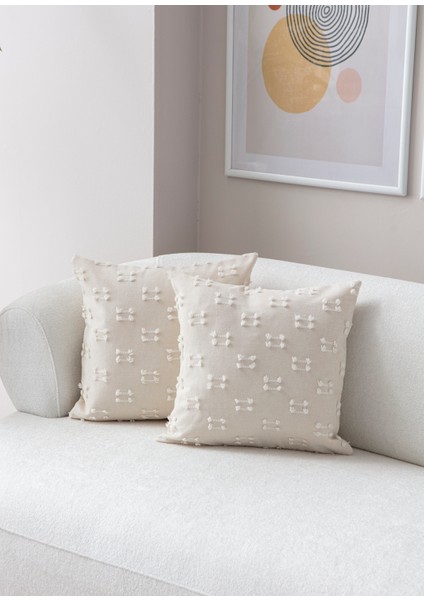 Etnik Desenli Punch Işlemeli Keten Kırlent Kılıfı 43X43CM, Dekoratif Kırlent Kılıfı fırsatları