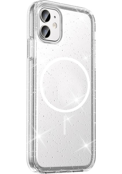 iPhone 11 Uyumlu Kılıf M-Safe Şarj Özellikli Simli Saydam Maris Kapak Şeffaf