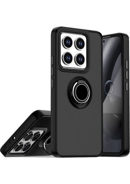 Xiaomi 14T Pro Uyumlu Kılıf Montreal Yüzüklü Mıknatıslı Kamera Korumalı Silikon Siyah