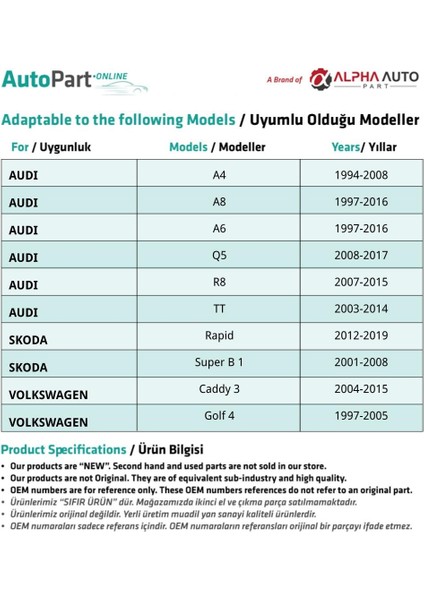 Skoda, Audi, Volkswagen Için Döşeme Klipsi- 50 Adet fiyatları