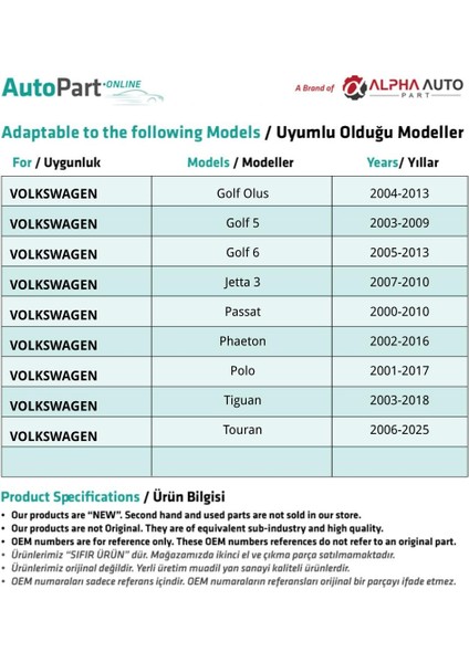 Skoda, Audi, Volkswagen Için Döşeme Klipsi- 50 Adet modelleri