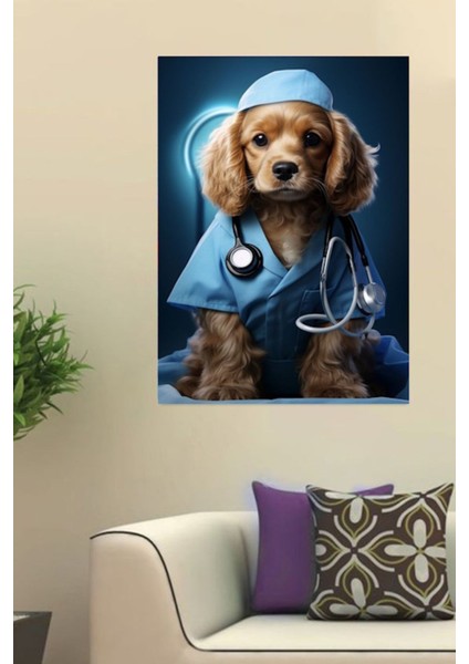 Doktor Komik Mizah Köpek Kanvas Tablo Ev Duvar Ofis Oda Hediyelik Dekarasyon Süsü