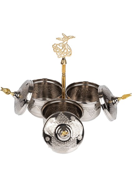 Işlemeli Bakır Kavanoz, Baharat ve Kuruyemişlik, 8cm Boy, 8,5cm Genişlik, 3mm Kalınlık