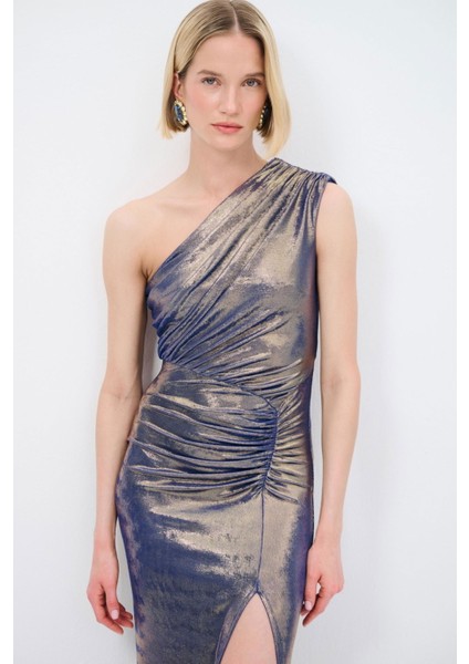 Mert Aslan Asimetrik Örme Uzun Elbise Saks fiyatları