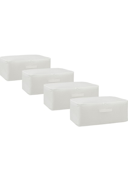 4 Adet Orta Boy Gri Pötikare Baza Altı Valiz Düzenleyici Hurç 52 x 28 x 21 cm