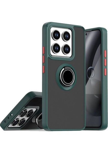 Xiaomi 14T Pro Uyumlu Kılıf Montreal Yüzüklü Mıknatıslı Kamera Korumalı Silikon Koyu Yeşil