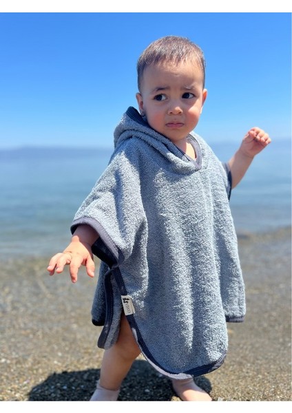 Organik Pamuk Kapşonlu Plaj Çocuk Bebek Panço Bornoz Banyo Havlu Kapüşonlu 0-2 yaş panço Boy 45cm En 50cm modelleri