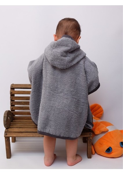 Organik Pamuk Kapşonlu Plaj Çocuk Bebek Panço Bornoz Banyo Havlu Kapüşonlu 0-2 yaş panço Boy 45cm En 50cm fırsatları