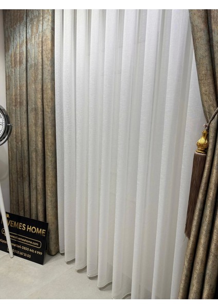 Nivemeshome Keten Tül Eymes Sezer Çöl Tasarım 1/3 Sık Pileli Tül Perde Apm fırsatları