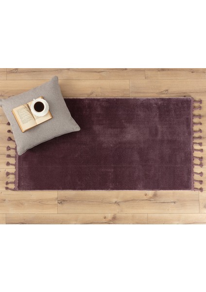 Carol Saçaklı Halı - Koyu Mürdüm - 80x150 cm