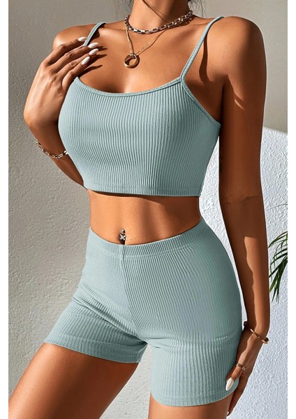 Kadın Açık Mavi Kaşkorse Gecelik Takım Elastan Kumaş ile Rahat Kullanım 2 Parça indirimleri