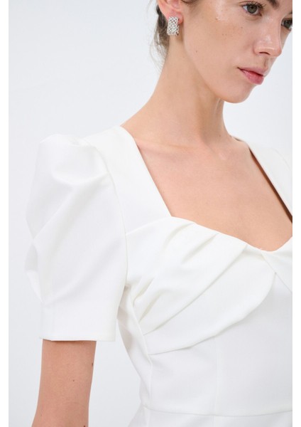 Kısa Kollu Midi Elbise Kemik 12444824000 modelleri