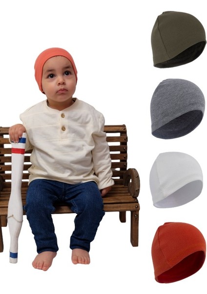 Bebek & Çocuk Pamuk Bere 4'lü Set Yumuşak ve Hassas %100 Pamuk