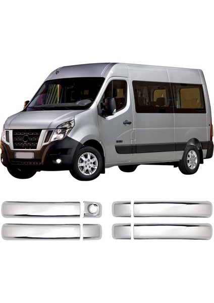 Nissan NV400 Uyumlu 2010 ve Üzeri Krom Kapı Kolu 4 Kapı Paslanmaz Çelik