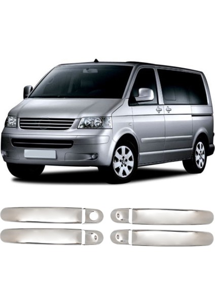 Volkswagen T5 Multivan Uyumlu 2003-2023 Krom Kapı Kolu 4 Kapı Paslanmaz Çelik
