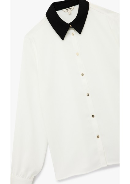 Regular Fit Kontrast Detaylı Uzun Kollu Klasik Yaka Gömlek modelleri