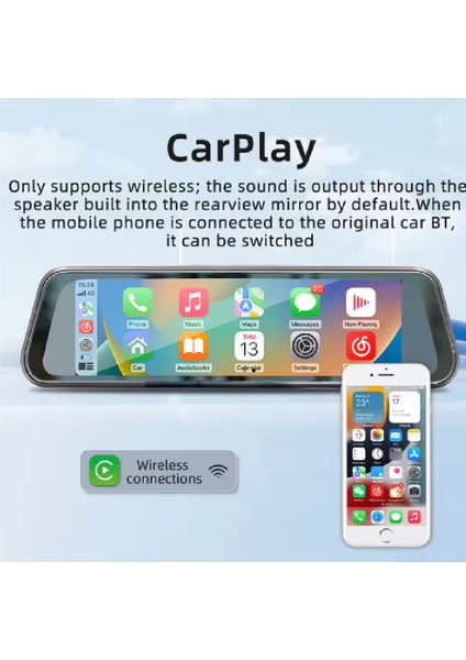 RV-İ990 Dikiz Ayna Kablosuz Carplay/android Auto Dvr Multimedya ve Araç Kamera Sistemi fırsatları