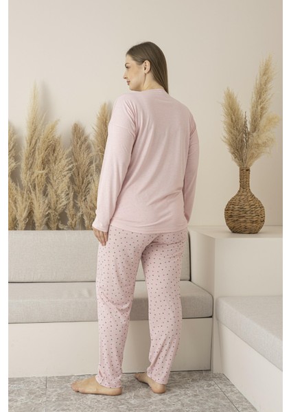 Kadın Yazlık Puantiyeli Uzun Kollu Viskon Battal Pijama Takımı indirimleri