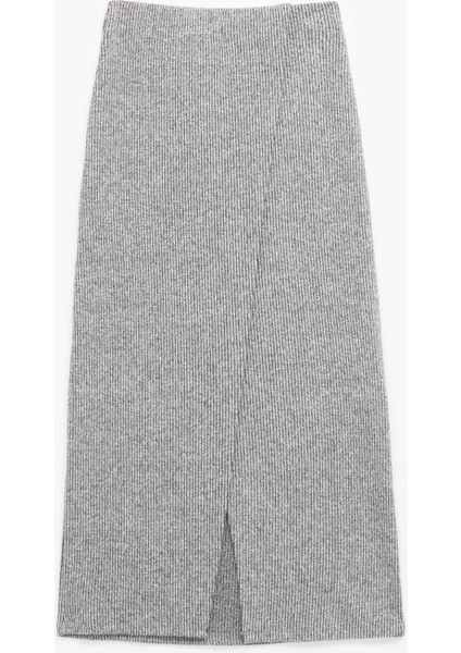 Rahat Kalıp Normal Bel Midi Yırtmaçlı Etek