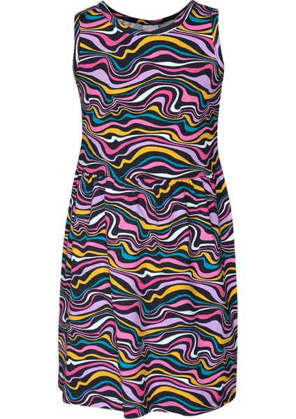 Colorful Waves Kız Çocuk Desenli Kolsuz Elbise