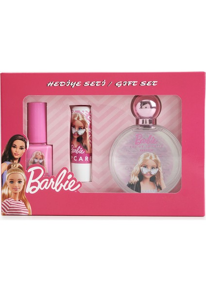 Barbie Hediye Seti Parfüm Oje ve Dudak Nemlendirici 3'lü Lisanslı modelleri