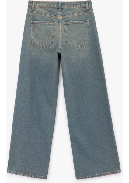 Düşük Bel Düz Paça Pamuklu Straight Yıkamalı Bol Jean Pantolon - Loose Straight Fit Jean fiyatları