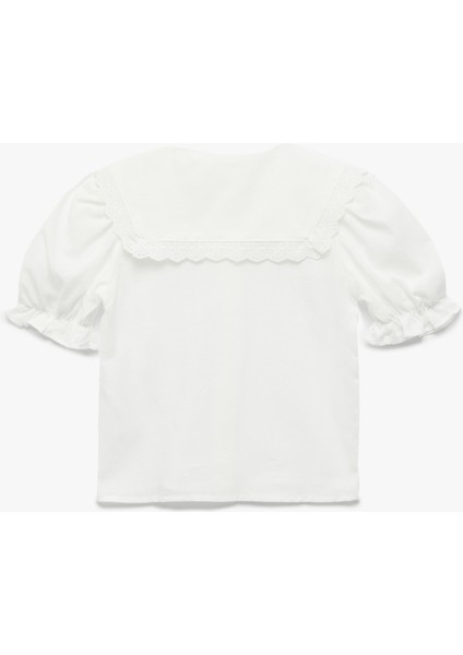 Pamuklu Çiçek Işlemeli Bebe Yaka Balon Kollu Gömlek fiyatları