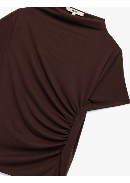 Slim Fit Büzgülü Kısa Kollu Dik Yaka Bluz modelleri