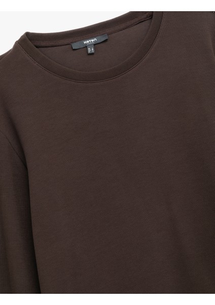 Pamuklu Uzun Kollu Basic Bisiklet Yaka Sweatshirt modelleri