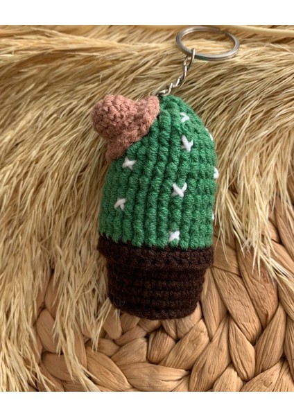 Örgü Kaktüs Anahtarlık / Çanta Süsü