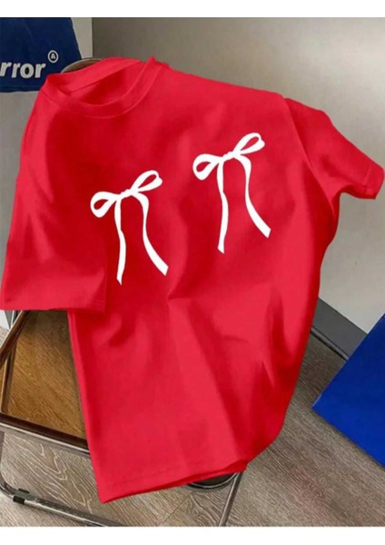 Malkoçbey Kurdela Baskılı Oversize Unisex Basic T-Shirt