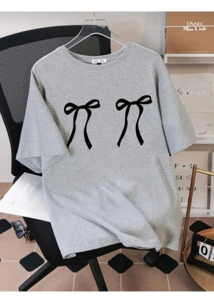 Malkoçbey Kurdela Baskılı Oversize Unisex Basic T-Shirt