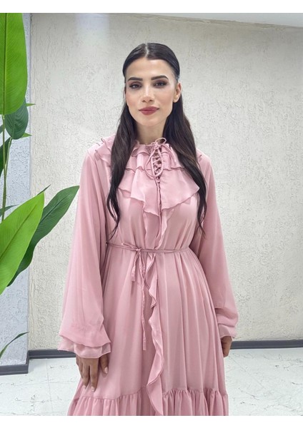 Fırfırlı Şifon Elbise fiyatları