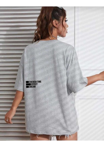 Malkoçbey Cherısh Tıme Baskılı Oversize Unisex Basic T-Shirt