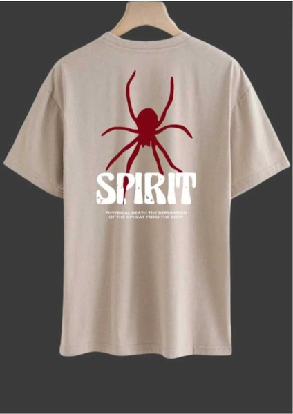 Malkoçbey Spirint Baskılı Oversize Unisex Basic T-Shirt